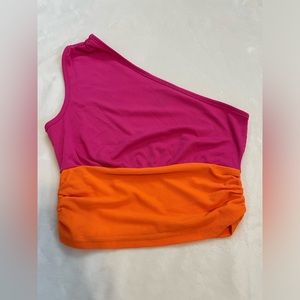 Hot pink/neon orange crop top
